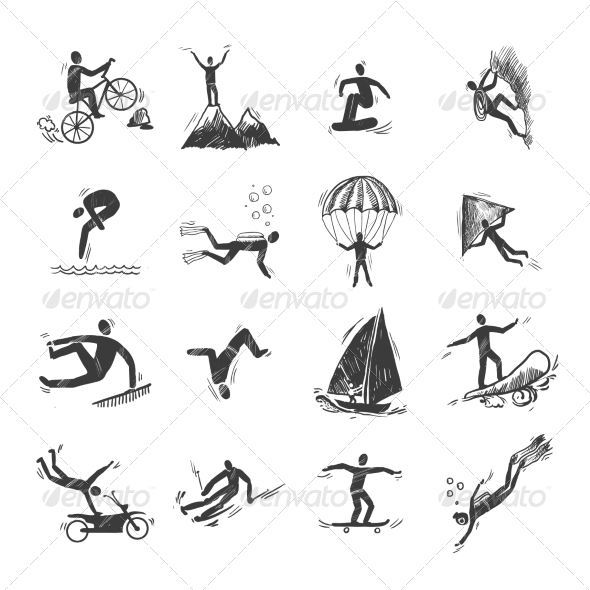 Extreme Sports Icons Sketch (Miscellaneous)