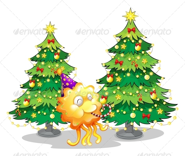 Two Christmas Trees and a Happy Monster Two Christmas Trees and a Happy Monster