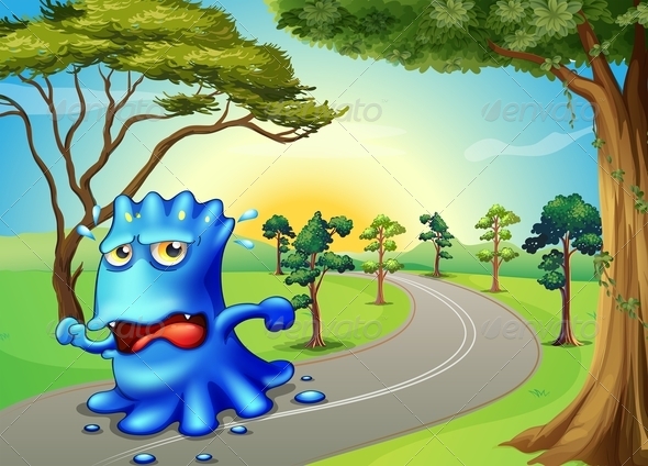 GraphicRiver Monster Running Down the Road 8024145 GraphicRiver Monster Running Down the Road 8024145