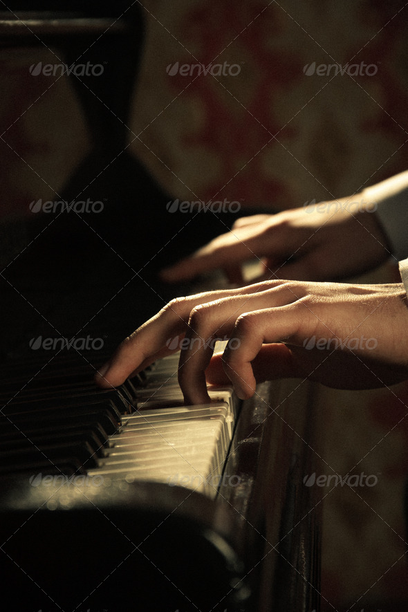 Piano music pianist hands playing
