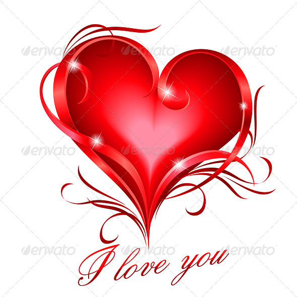 Red heart with I Love You Text Red heart with I Love You Text