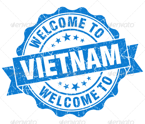 Welcome to Vietnam blue grungy vintage isolated seal (Misc) Photo Download