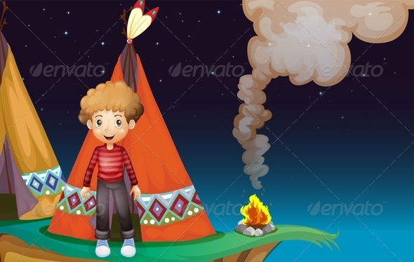 GraphicRiver Boy Outside TeePee 8032218 GraphicRiver Boy Outside TeePee 8032218