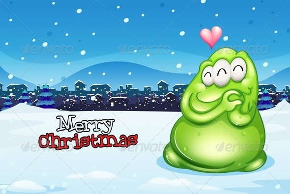 Christmas Card with Happy Monster