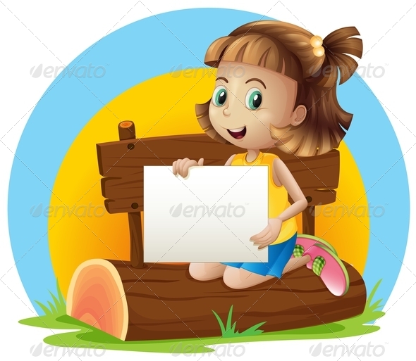GraphicRiver Girl on Log with Empty Sign 8036612 GraphicRiver Girl on Log with Empty Sign 8036612