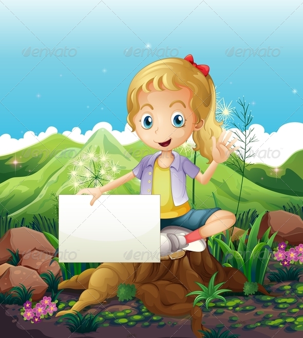 GraphicRiver Girl in Nature Holding Empty Sign 8037077 GraphicRiver Girl in Nature Holding Empty Sign 8037077