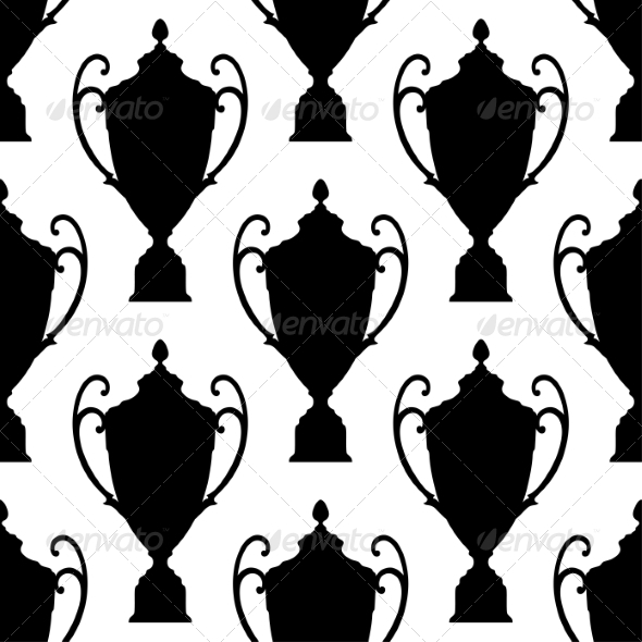 Black Silhouette Trophy Cup Seamless Pattern Black Silhouette Trophy Cup Seamless Pattern