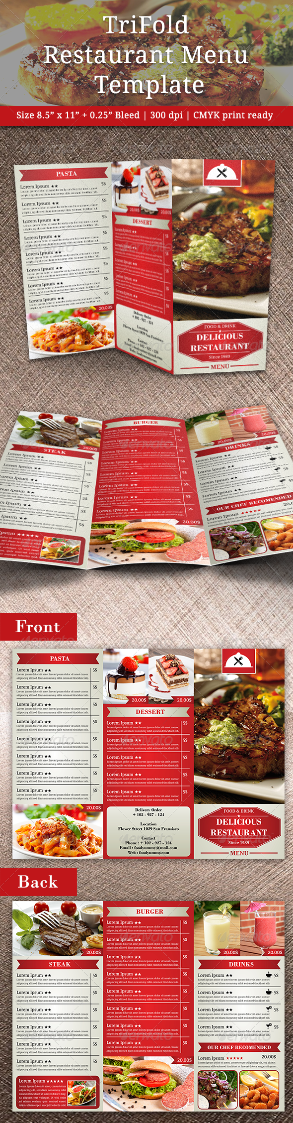 TriFold Restaurant Menu Template Vol 2 TriFold Restaurant Menu Template Vol 2