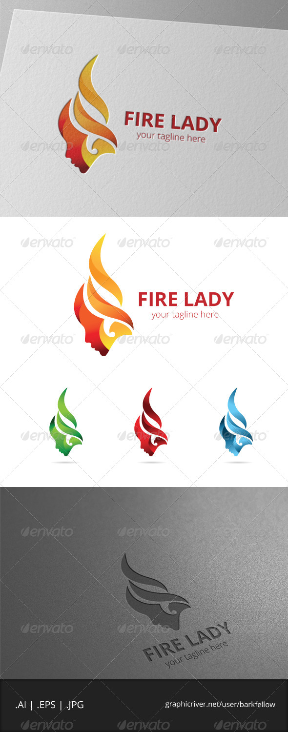 Fire Hair Woman Logo