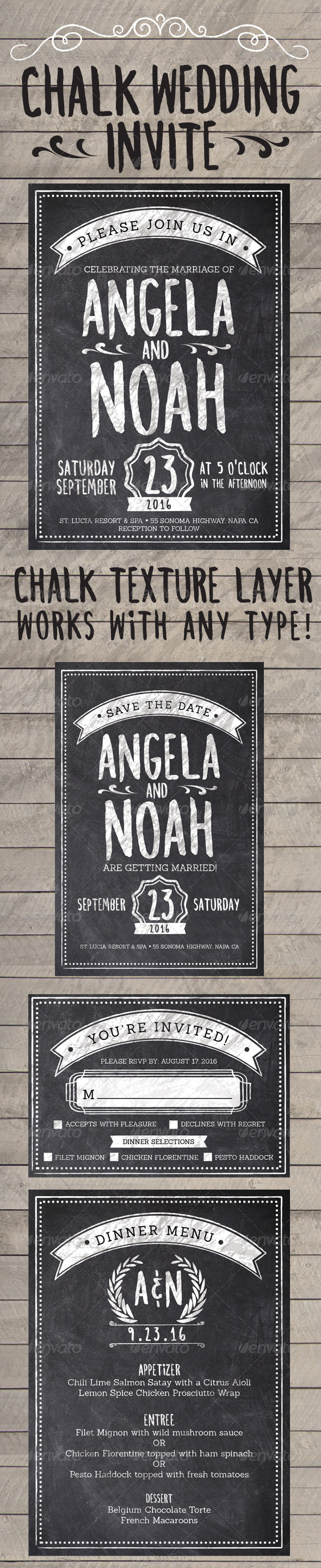 Chalk Wedding Invite Pack