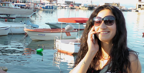 Girl Talking With Cellphone In A Dock 2 Girl Talking With Cellphone In A Dock 2