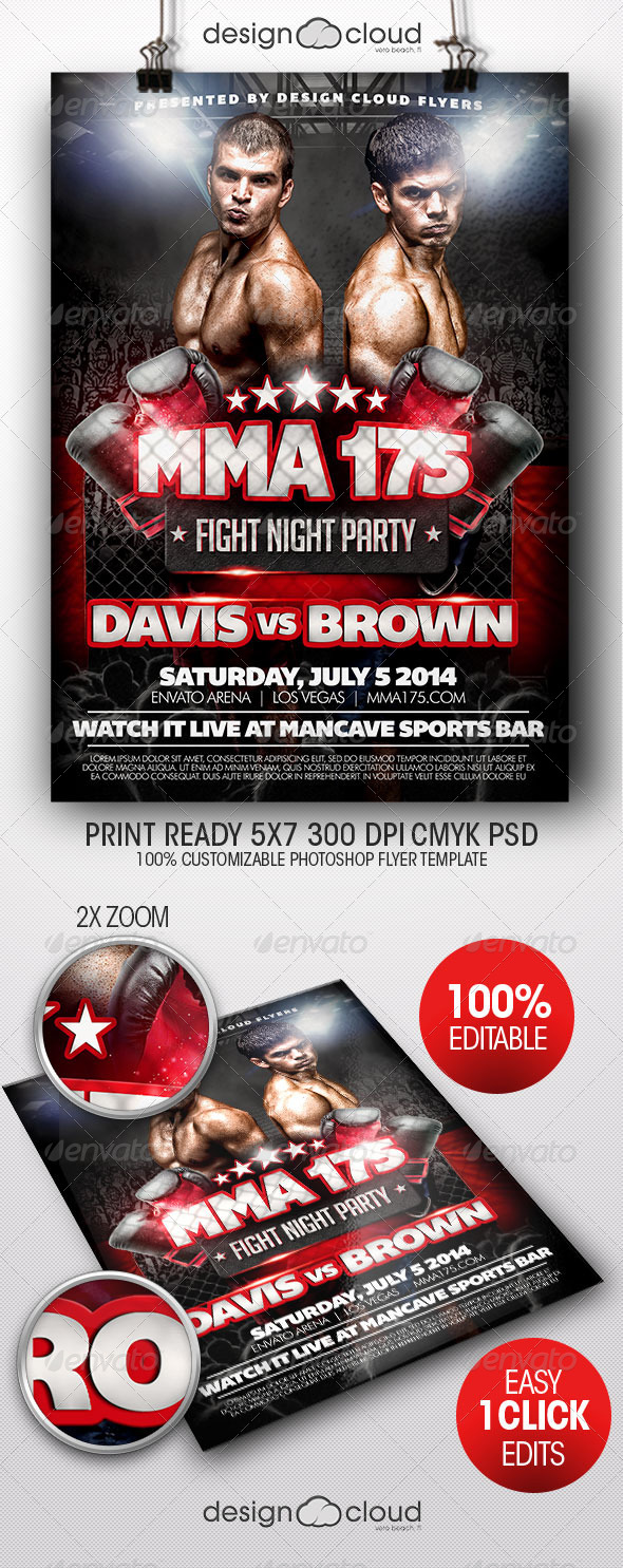 MMA Fight Night Party Flyer Template MMA Fight Night Party Flyer Template