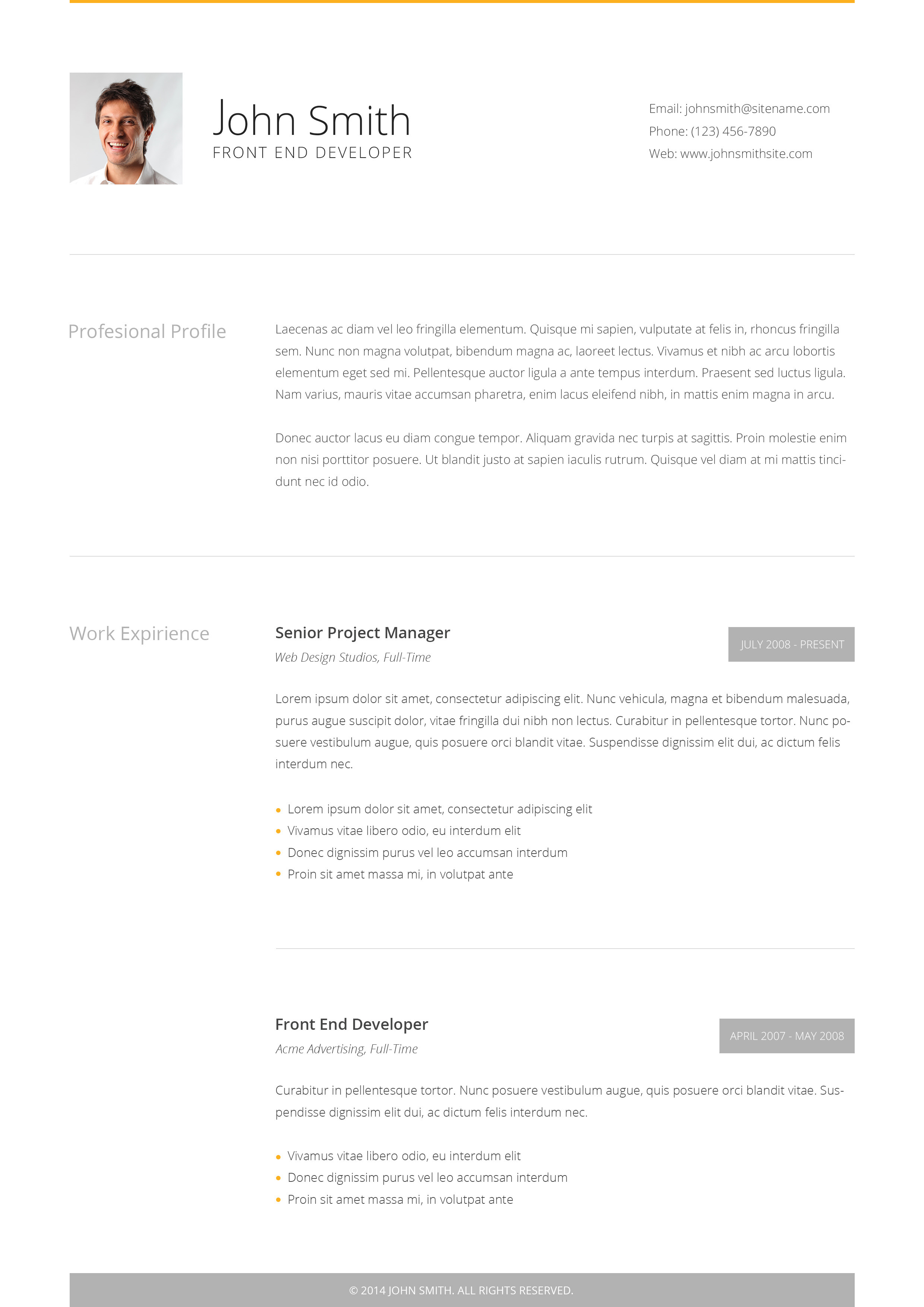 clean cv  u2013 responsive resume template   4 bonuses by