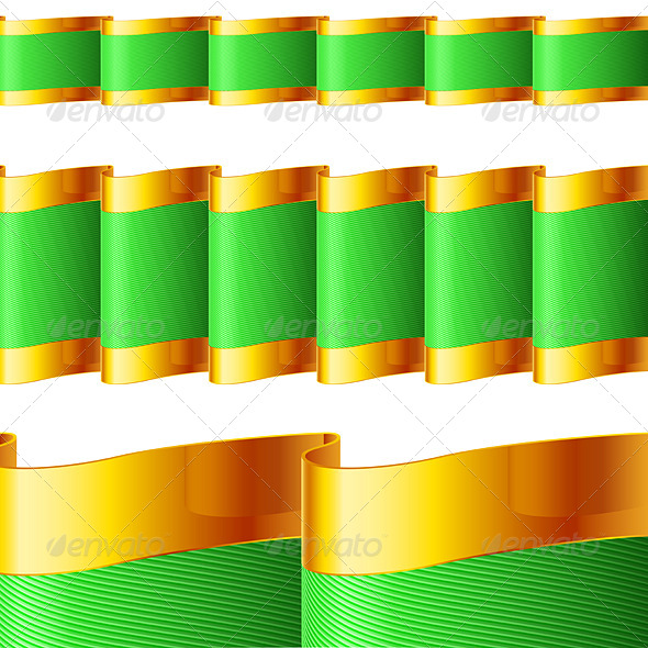 Green Ribbons with Gold Edging Green Ribbons with Gold Edging