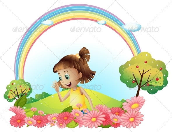 GraphicRiver Smiling Girl in a Garden with Pink Blooming Flowers 8051220 GraphicRiver Smiling Girl in a Garden with Pink Blooming Flowers 8051220
