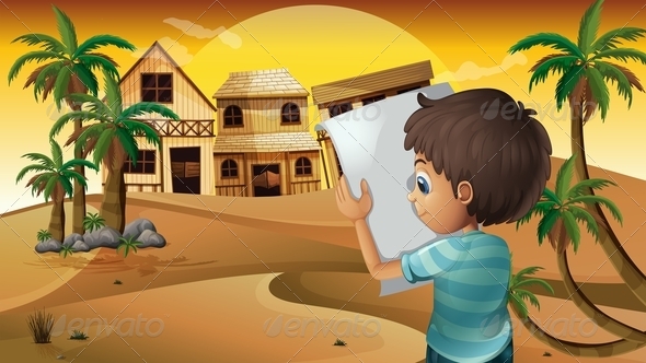 GraphicRiver A Boy Holding an Empty Paper at the Desert 8051371 GraphicRiver A Boy Holding an Empty Paper at the Desert 8051371