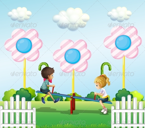 GraphicRiver Kids Playing Eeesaw at the Park 8051392 GraphicRiver Kids Playing Eeesaw at the Park 8051392