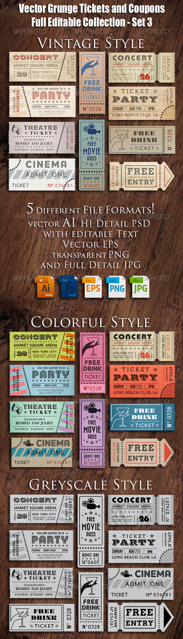 Vector Grunge Tickets and Coupons 3 Vector Grunge Tickets and Coupons 3