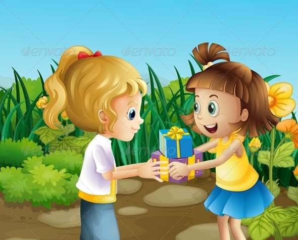 GraphicRiver Friends Exchanging Gifts 8054416 GraphicRiver Friends Exchanging Gifts 8054416
