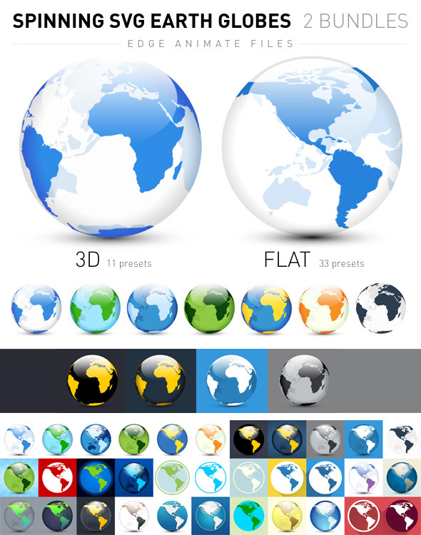 CodeCanyon Spinning SVG Earth Globes Flat and 3D 7200338 CodeCanyon Spinning SVG Earth Globes Flat and 3D 7200338