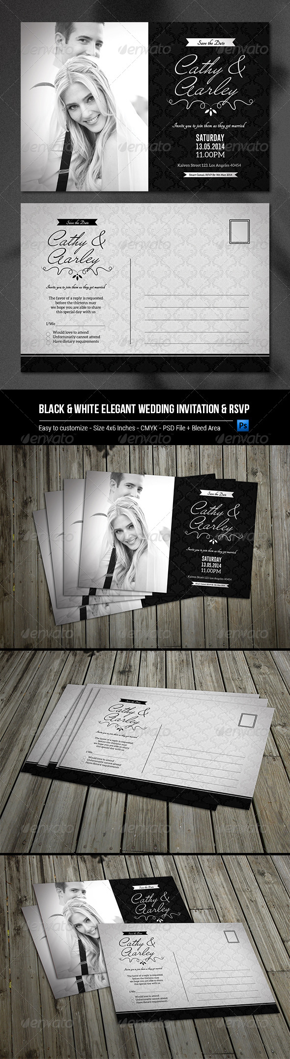 GraphicRiver Black & White Elegant Wedding Invitation & RSVP 8055853 GraphicRiver Black & White Elegant Wedding Invitation & RSVP 8055853