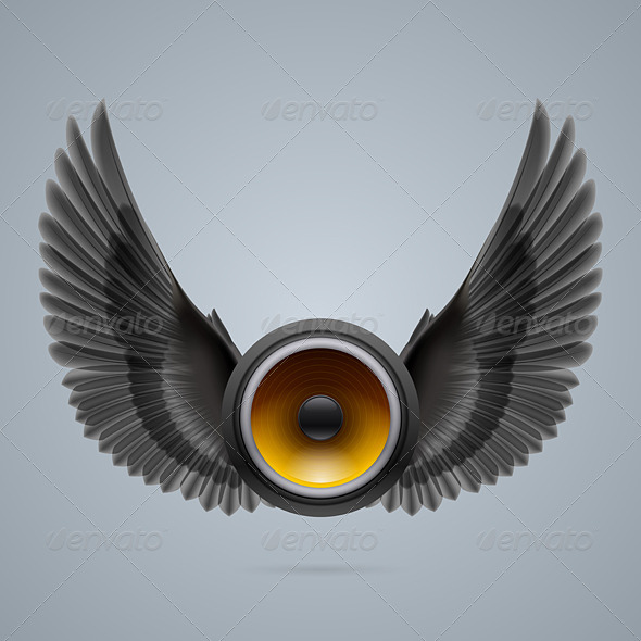 GraphicRiver Music Speaker with Two Wings 8056497 GraphicRiver Music Speaker with Two Wings 8056497