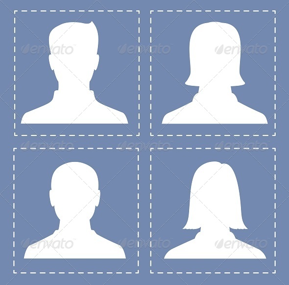 People Profile Silhouettes in White Color (People)