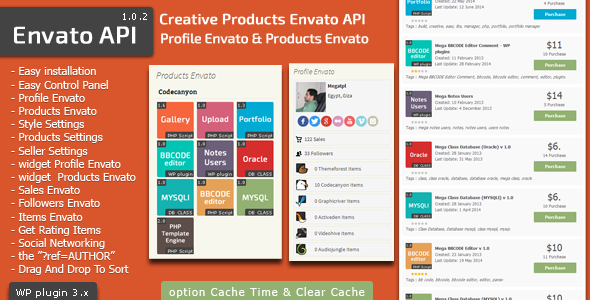 CodeCanyon Envato API Products & Profile Envato API Plugin 8022002 CodeCanyon Envato API Products & Profile Envato API Plugin 8022002