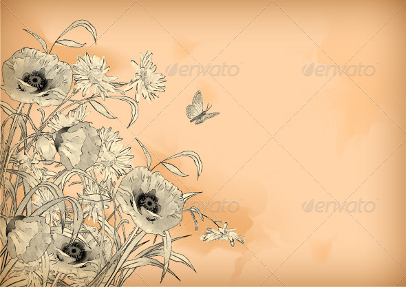 Watercolor Pencil Drawing Flowers Butterfly Watercolor Pencil Drawing Flowers Butterfly