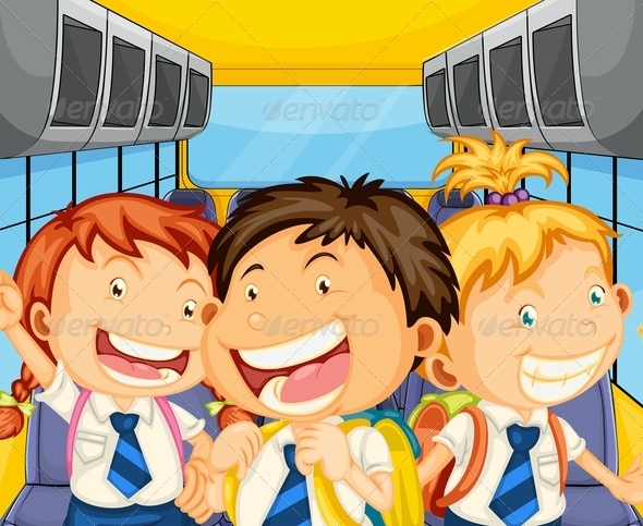 GraphicRiver Happy Kids Inside the School Bus 8059812 GraphicRiver Happy Kids Inside the School Bus 8059812