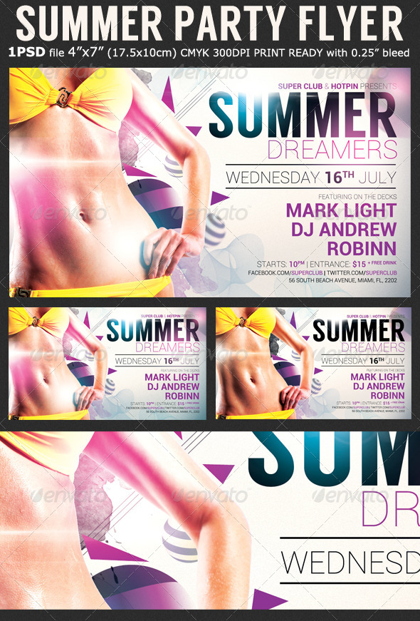 Summer Dreamers Party Flyer Template (Clubs & Parties)