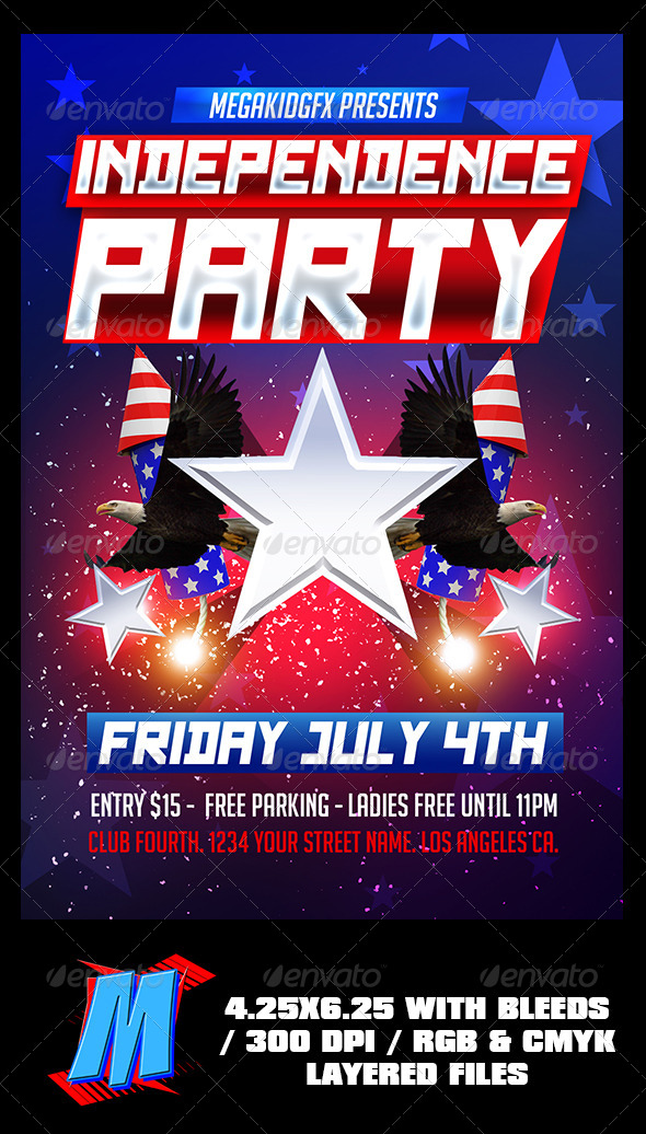 Independence Party Flyer Template (Clubs & Parties)