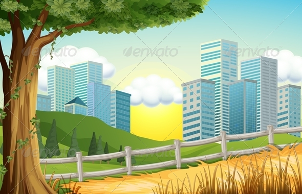 Hills with Tall Buildings Nearby Hills with Tall Buildings Nearby