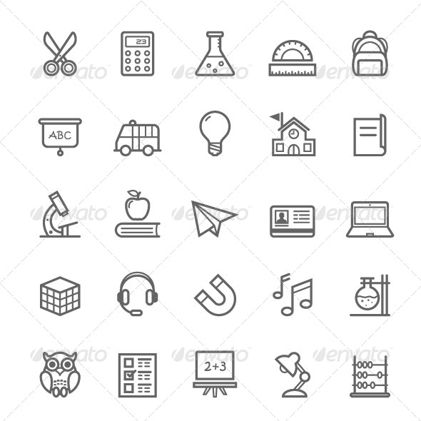 GraphicRiver 25 Outline Stroke Education Icons 8064987 GraphicRiver 25 Outline Stroke Education Icons 8064987