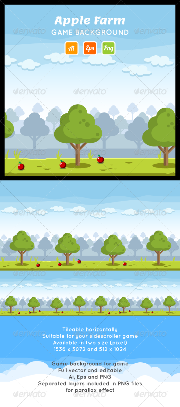 GraphicRiver Apple Farm Game Background 8065590 GraphicRiver Apple Farm Game Background 8065590