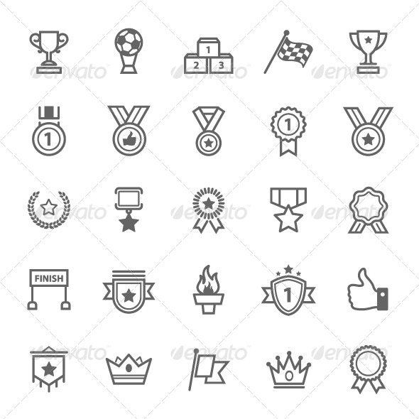25 Outline Stroke Award and Trophy Icons 25 Outline Stroke Award and Trophy Icons