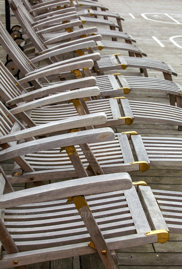 Wooden deckchairs