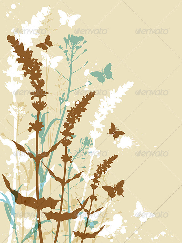 GraphicRiver Floral Background with Butterflies 8067878 GraphicRiver Floral Background with Butterflies 8067878