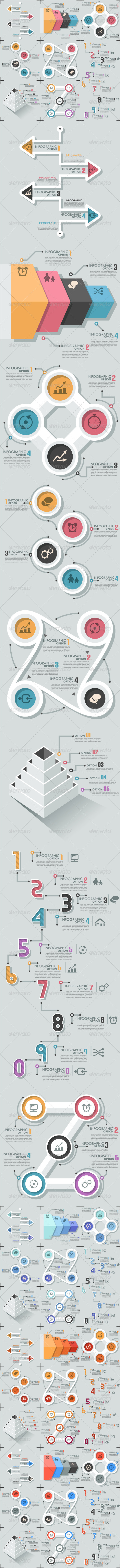 Set Of 8 Flat Infographic Options Templates Set Of 8 Flat Infographic Options Templates