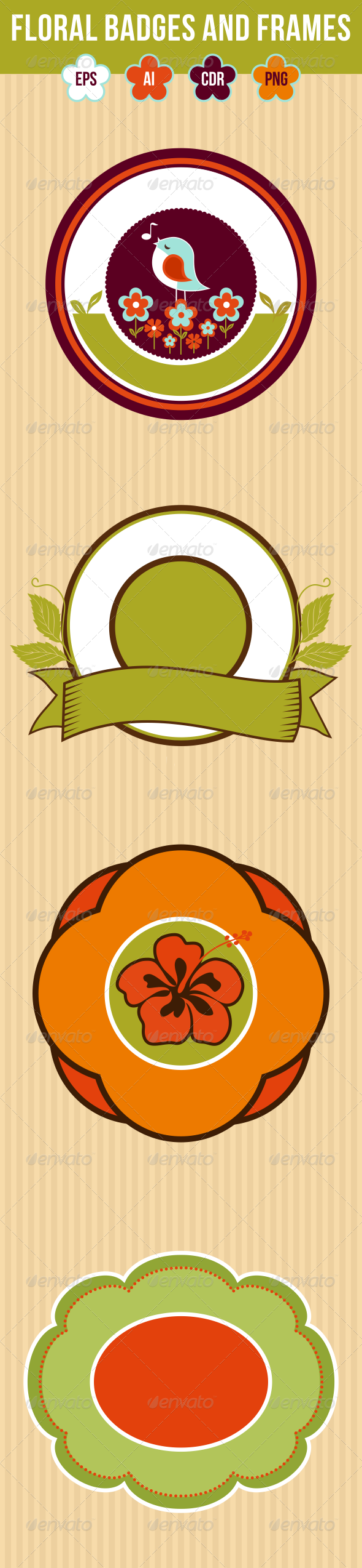 GraphicRiver 4 Floral Badges and Frames 8058209 GraphicRiver 4 Floral Badges and Frames 8058209