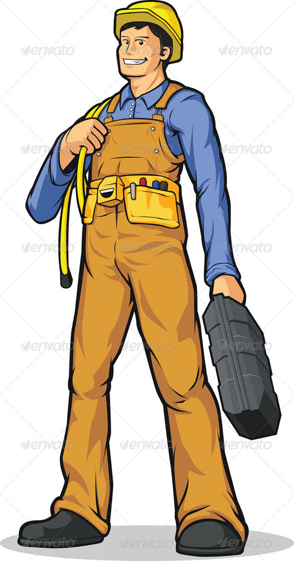 Industrial Construction Worker with Rope & Tool Box Industrial Construction Worker with Rope & Tool Box
