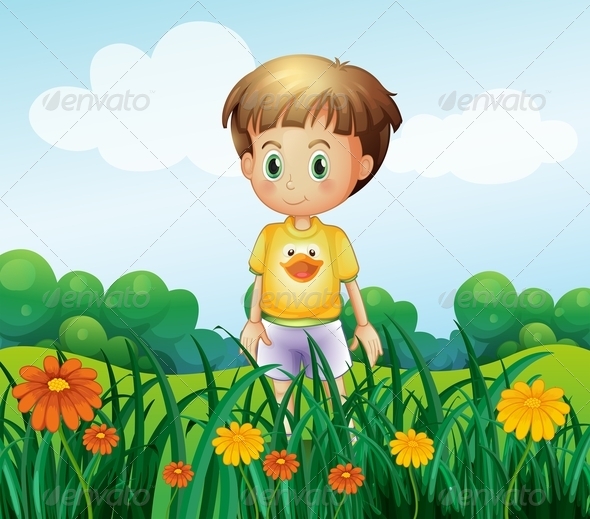 GraphicRiver A Young Boy in Front of the Garden at the Hilltop 8071243 GraphicRiver A Young Boy in Front of the Garden at the Hilltop 8071243