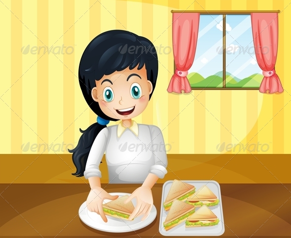 GraphicRiver Happy Woman Preparing sandwiches 8071741 GraphicRiver Happy Woman Preparing sandwiches 8071741