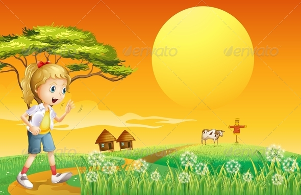 GraphicRiver A Girl Going to the Farm 8073509 GraphicRiver A Girl Going to the Farm 8073509