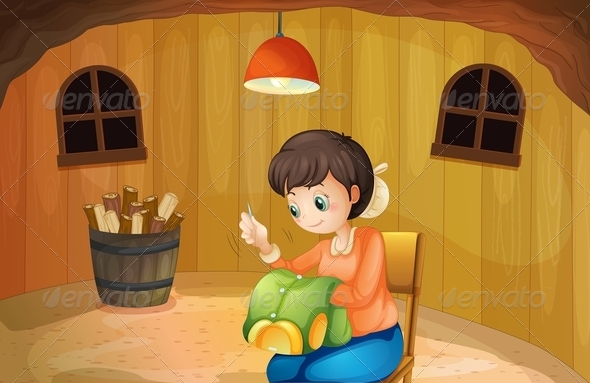 GraphicRiver A Woman Sewing Inside a Wooden House 8073513 GraphicRiver A Woman Sewing Inside a Wooden House 8073513