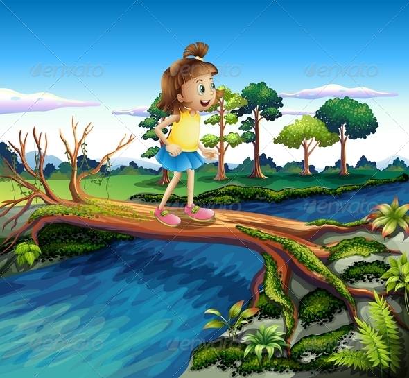 Small Girl Crossing the River Small Girl Crossing the River