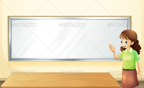 Teacher Inside a Room with an Empty Bulletin Teacher Inside a Room with an Empty Bulletin