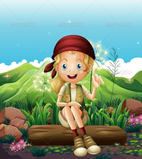 GraphicRiver Smiling Girl Resting Near Rocks 8074291 GraphicRiver Smiling Girl Resting Near Rocks 8074291