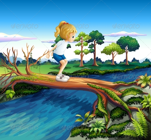 GraphicRiver Girl Playing on a Trunk 8074619 GraphicRiver Girl Playing on a Trunk 8074619
