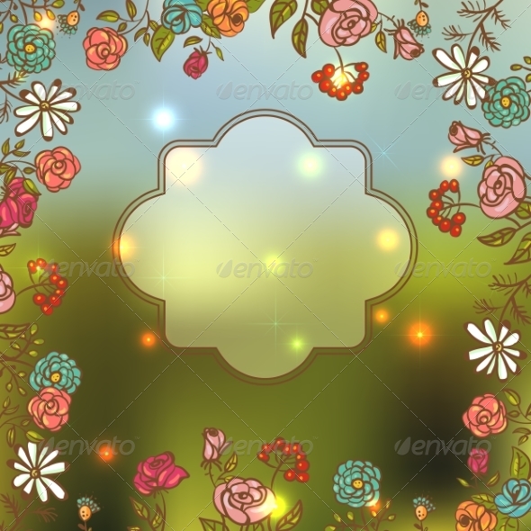 Flower Invitation Card Floral Frame with Ribbon Flower Invitation Card Floral Frame with Ribbon
